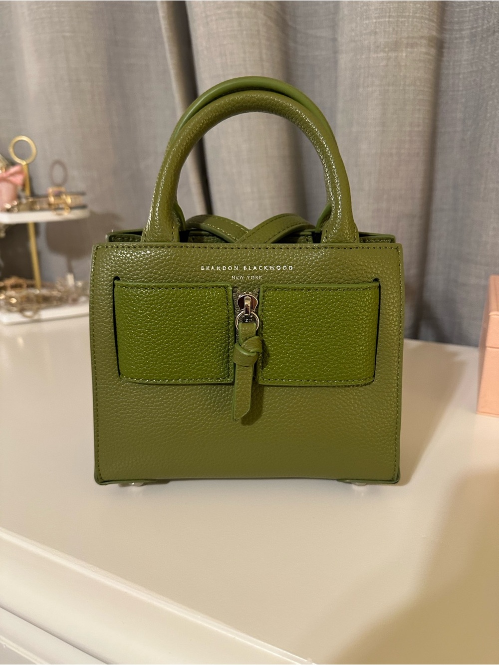 Brandon Blackwood Olive Mini Satchel with Front Pocket